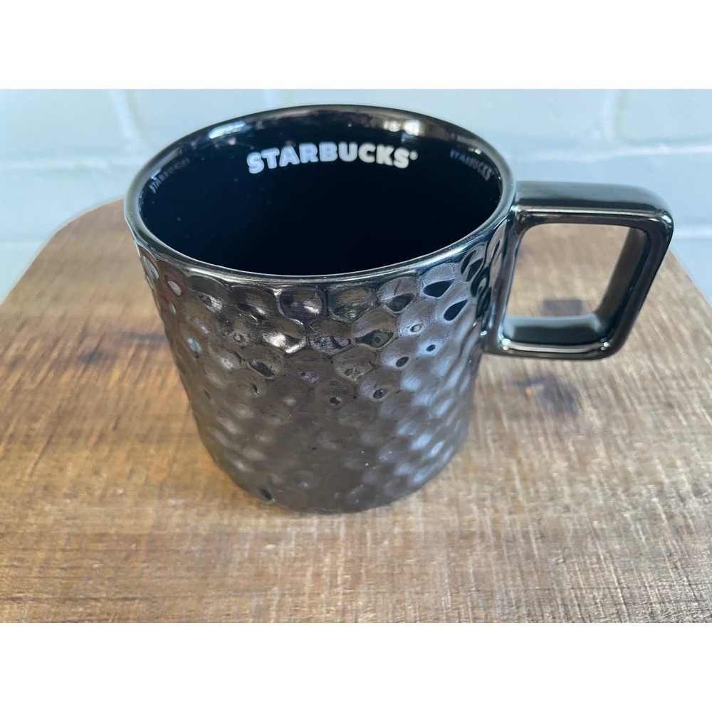 Starbucks Hammered Metallic Black Ceramic Coffee Mug Dishwasher‎ Microwave Safe